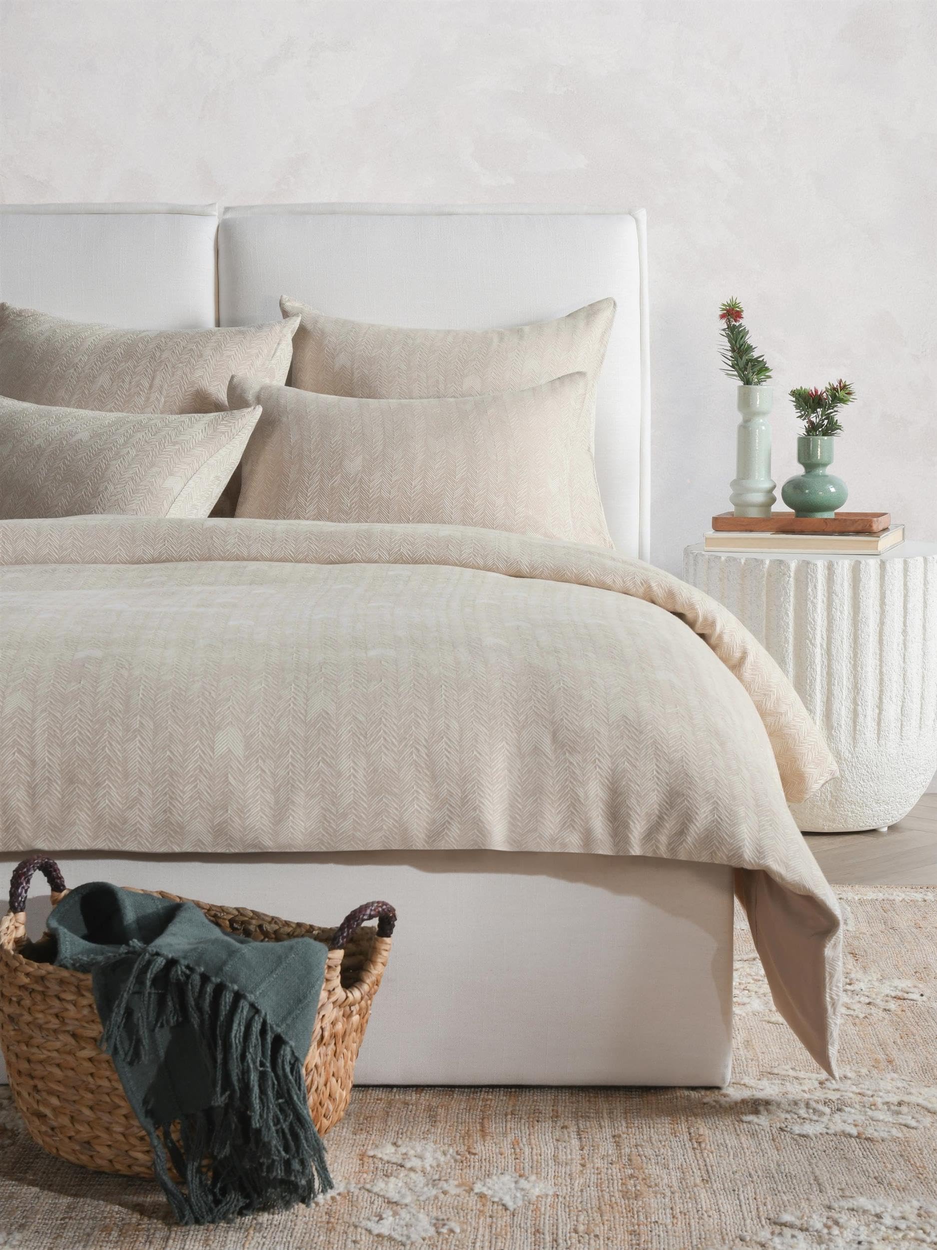 Lana Cotton Embroidered Natural King Duvet by Kosas Home